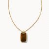 Dog Tag 18k Gold Vermeil Charm Necklace in Golden Obsidian