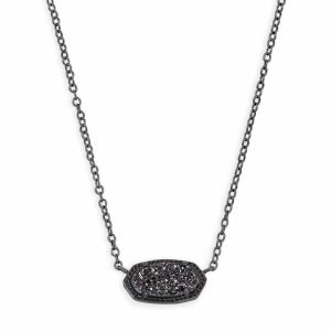 Elisa Pendant Necklace in Black Drusy