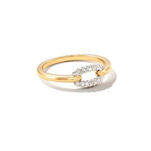 0.15 ct Elisa 14k Yellow Gold Interlocking Band Ring in White Diamond