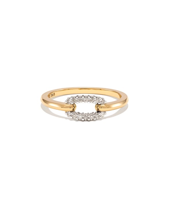 0.15 ct Elisa 14k Yellow Gold Interlocking Band Ring in White Diamond - view 2