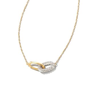 0.24 ct Elisa 14k Yellow Gold Interlocking Pendant Necklace in White Diamond