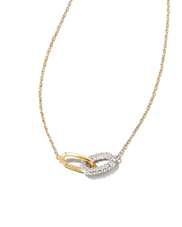 0.24 ct Elisa 14k Yellow Gold Interlocking Pendant Necklace in White Diamond