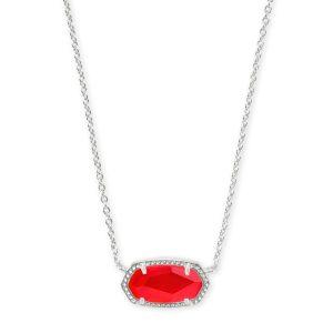 Elisa Silver Pendant Necklace in Red Illusion