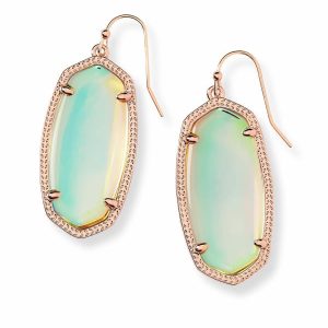 Elle Rose Gold Drop Earrings in Dichroic Glass