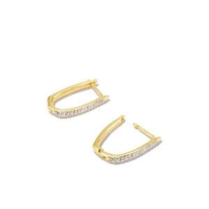 Ellen Luxe 18k Gold Vermeil Huggie Earrings in White Sapphire - view 2