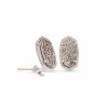 Ellie Clip-On Silver Stud Earrings in Platinum Drusy