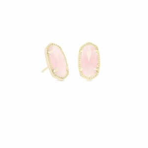 Ellie Gold Stud Earrings in Rose Quartz