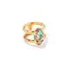 Elyse Vintage Gold Etch Frame Band Ring in Bronze Veined Turquoise Magnesite Red Oyster