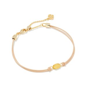 Emilie Gold Corded Bracelet in Light Yellow Drusy
