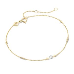 0.10 ct Floating Lab Grown White Diamond Delicate Chain Bracelet in 14k Yellow Gold