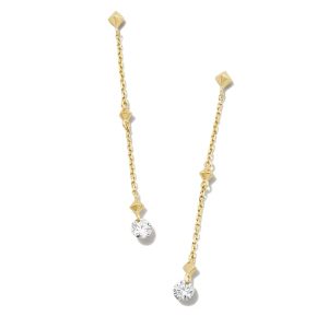 0.2 ct Floating Lab Grown White Diamond Linear Earrings in 14k Yellow Gold