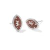 Football Silver Stud Earrings in Orange Goldstone