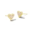 Framed Ari Heart Gold Stud Earrings in Iridescent Drusy