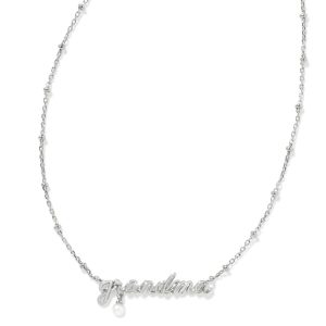 Grandma Script Pendant Necklace in Silver