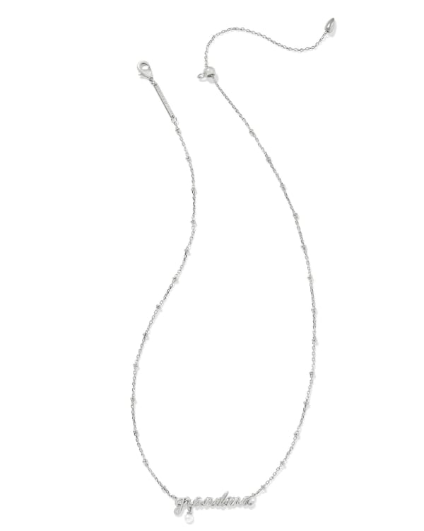 Grandma Script Pendant Necklace in Silver - alternate view