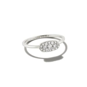 Grayson Silver Band Ring in White CZ