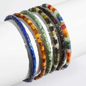 Grey Oxidized Sterling Silver Corded Bracelet in Brown Tiger's Eye - view 2