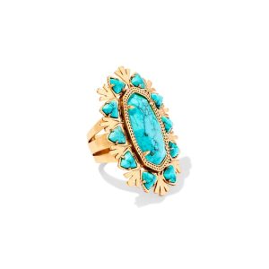 Havana Vintage Gold Cocktail Ring in Variegated Turquoise Magnesite
