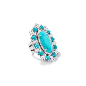 Havana Vintage Silver Cocktail Ring in Variegated Turquoise Magnesite