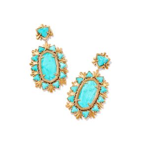Havana Vintage Gold Statement Earrings in Variegated Turquoise Magnesite