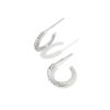 Ines 14k White Gold Pave Huggie Earrings in White Diamond