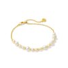 Jovie Gold Beaded Delicate Chain Bracelet in Freshwater Cultured Pearl