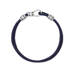 Kenneth Oxidized Sterling Silver Corded Bracelet in Navy