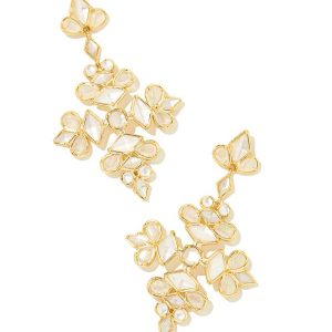 Kinsley Gold Statement Earrings in Ivory Mix