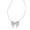 Krista Silver Bow Short Pendant Necklace in White Mix