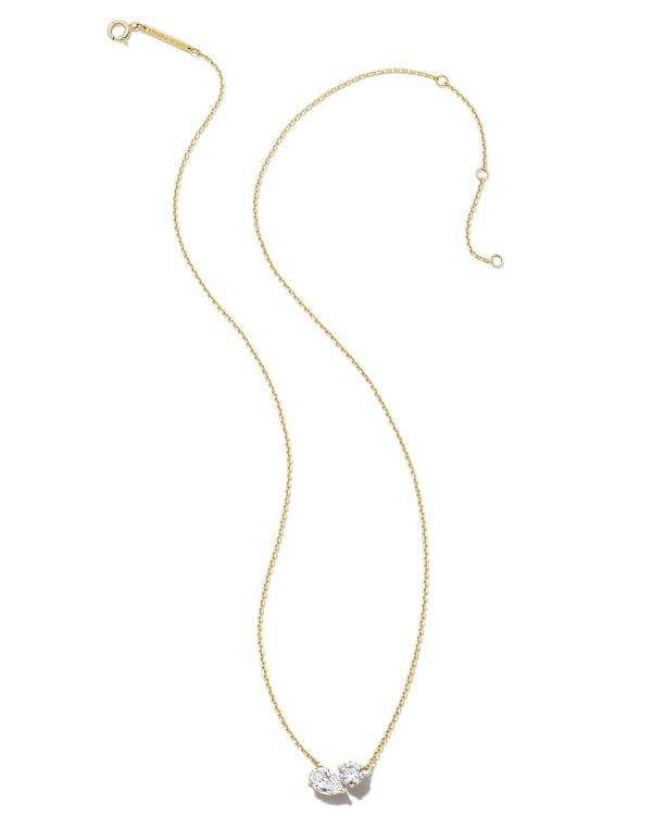 0.51 ct Lab Grown White Diamond Toi et Moi Small Pendant Necklace in 14k Yellow Gold - view 2