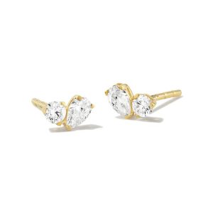 0.32 ct Lab Grown White Diamond Toi et Moi Stud Earrings in 14k Yellow Gold
