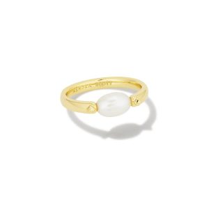 Leighton Gold Pearl Band Ring in Freshwater Cultured Pearl