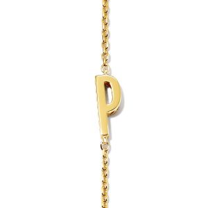 Letter P Inline Initial Necklace in 18k Gold Vermeil - alternate view