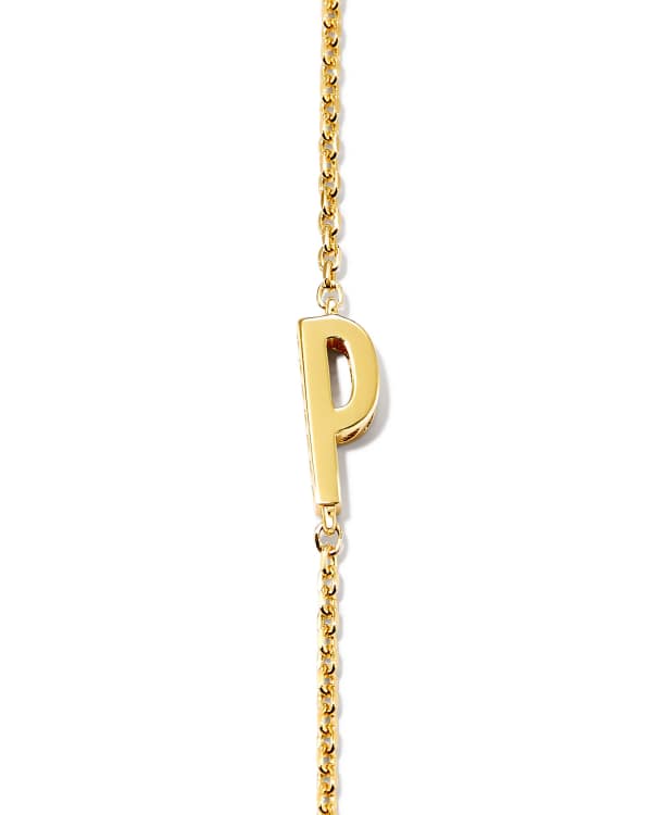 Letter P Inline Initial Necklace in 18k Gold Vermeil - alternate view