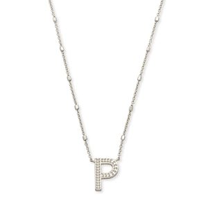 Letter P Pendant Necklace in Silver