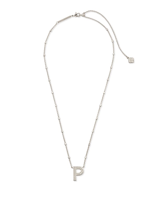 Letter P Pendant Necklace in Silver - alternate view