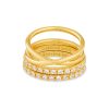 Livy Gold Rings Set of 3 in White Crystal