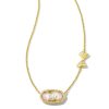 Kendra Scott x LoveShackFancy Gold Elisa Necklace in Marie Pink Blooming Heirloom Illusion