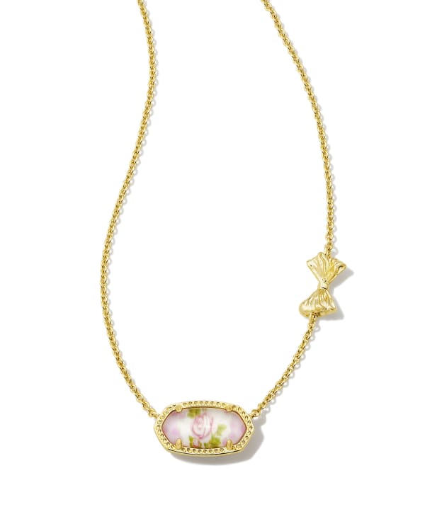 Kendra Scott x LoveShackFancy Gold Elisa Necklace in Marie Pink Blooming Heirloom Illusion
