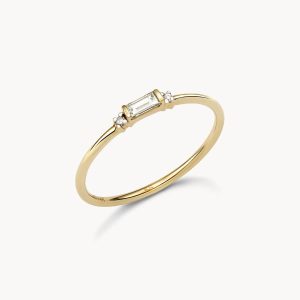 Maria 14k Yellow Gold Band Ring in White Diamond - view 2
