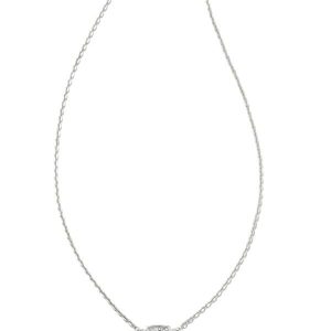 0.11 ct Marisa 14k White Gold Oval Solitaire Pendant Necklace in White Diamond
