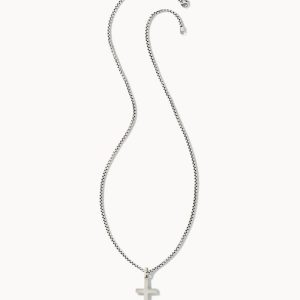 Cross Necklace in Oxidized Sterling Silver - alternate view