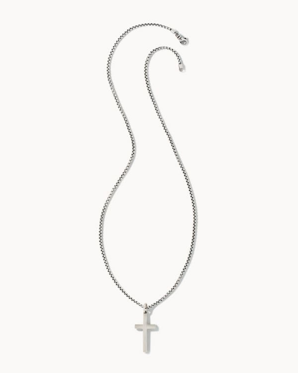 Cross Necklace in Oxidized Sterling Silver - alternate view