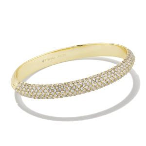 Mikki Gold Pave Bangle Bracelet in White CZ