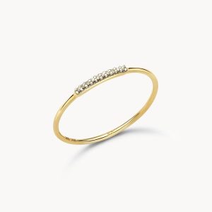 Mila 14k Yellow Gold Band Ring in White Diamond - view 2