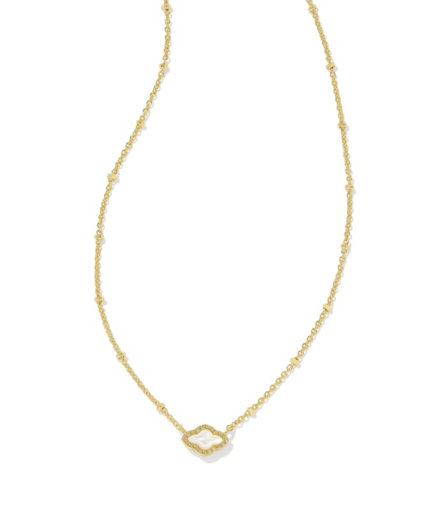 Mini Abbie Gold Satellite Short Pendant Necklace in Ivory Mother-of-Pearl