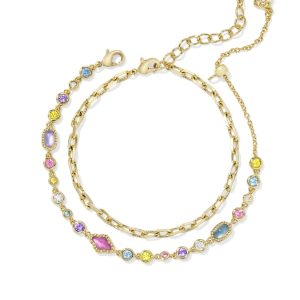 Mini Elisa and Abbie Gold Set of 2 Delicate Chain Bracelets