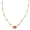 Mini Elisa Gold Enamel Frame Short Pendant Necklace in Variegated Orange Magnesite