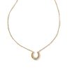 Noble Vintage Gold Horseshoe Pendant Necklace in Variegated Dark Teal Magnesite