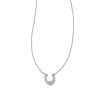 Noble 14k White Gold Horseshoe Short Pendant Necklace in Turquoise